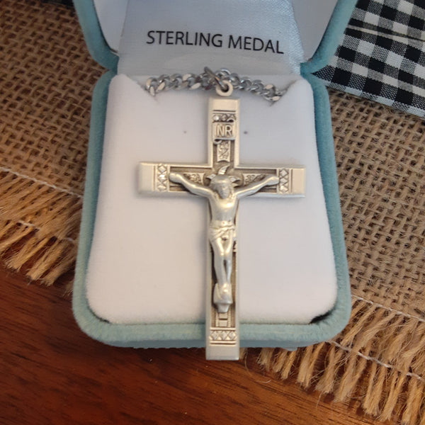 Sterling Silver Crucifix W/ Holy Spirit