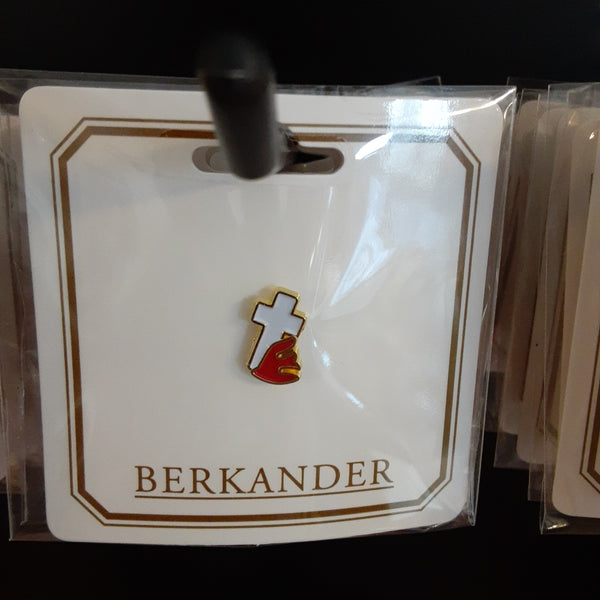 White Cross / Red Dove enamel pin