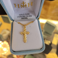 Gold over Sterling Silver Budded Crucifix