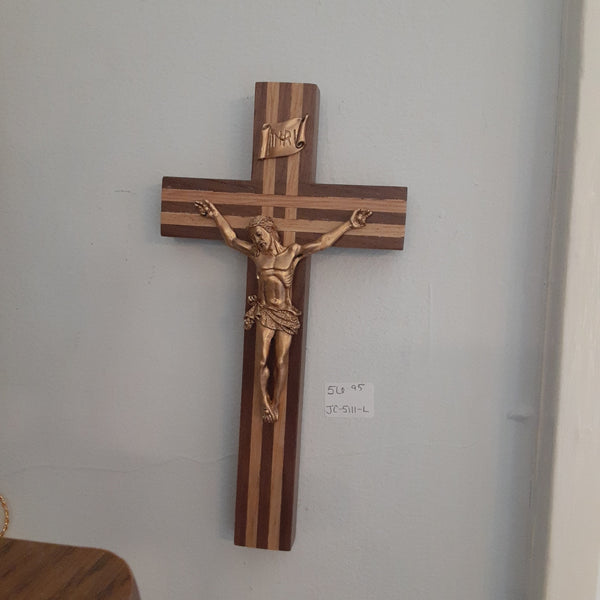 8” Oak Inlay Crucifix