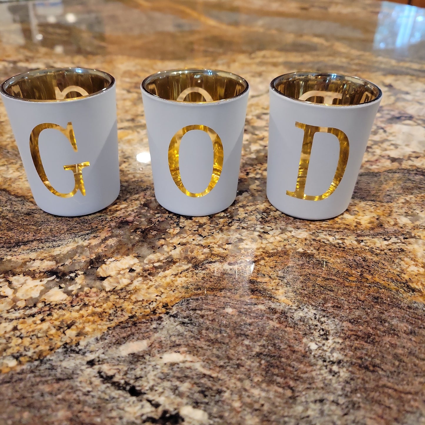 3 pc votive "G O D"