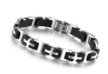 Men’s Black Stainless Steel Cross Bracelet