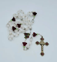 MG Rosary - Roses Theme White Bronze Rosary