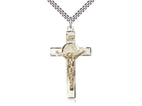 St Benedict Crucifix - two tone necklace