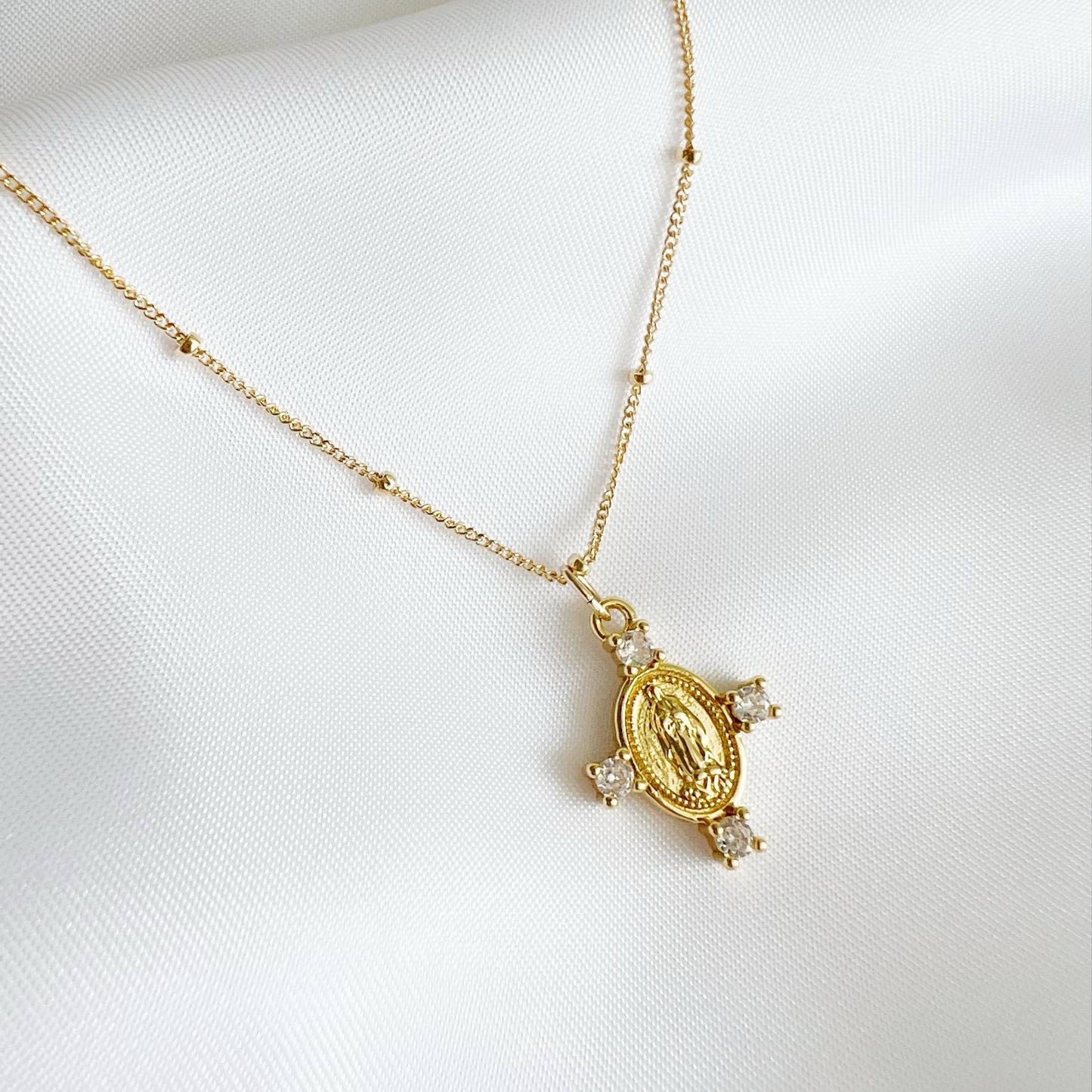 Camila Religious Cross Necklace Gold Filled