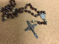 Root beer CZECH bead Rosary with Sterling Silver Crucifix