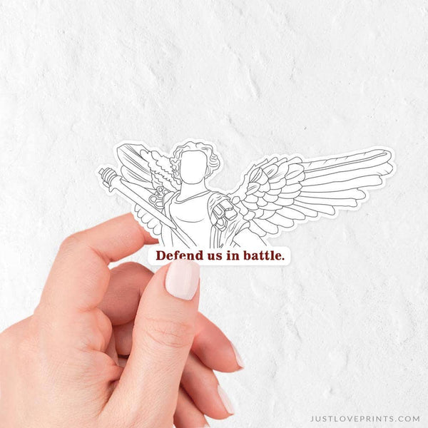 Just Love Prints - St. Michael "Defend Us in Battle" Vinyl Sticker