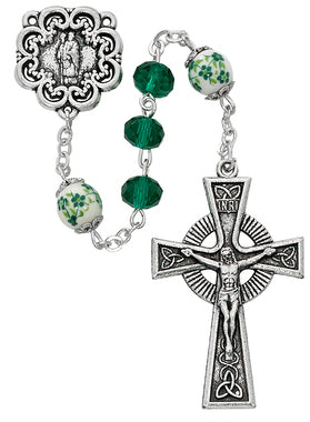 Green Crystal St Patrick rosary