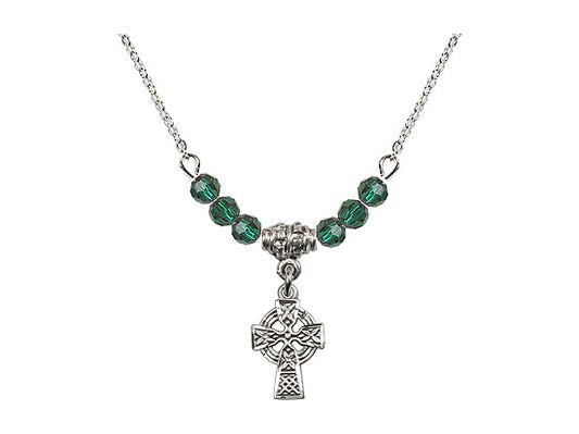 Celtic Cross Emerald crystal necklace