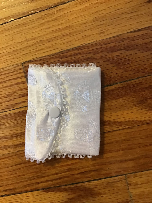 White Satin Rosary Pouch