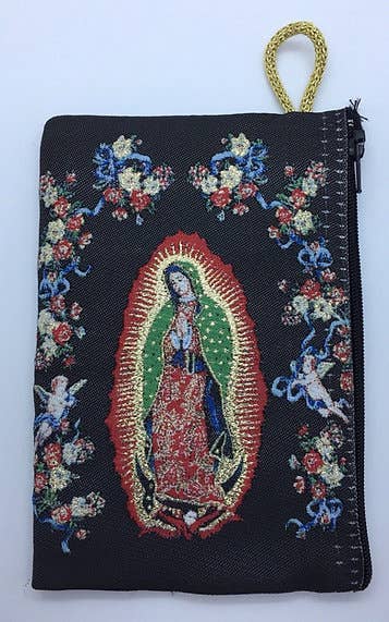 MD OLOG with flowers Rosary Pouch                 (4" x 6")