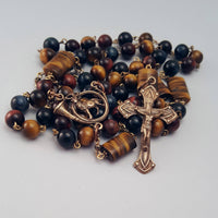 MG Rosary - Tiger Eye Solid Bronze St. Hubert Rosary
