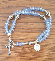 MG Rosary - Light Blue Ab Crystal Wrist Rosary