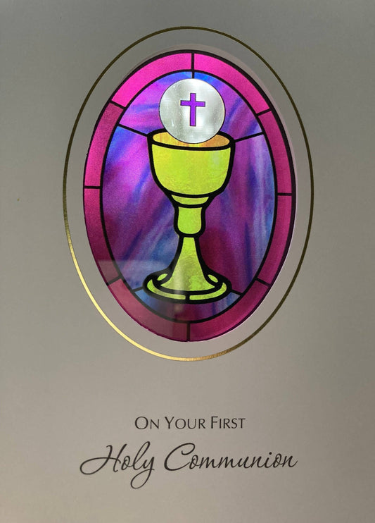 Bright Greetings - Chalice First Communion sun-catcher greeting card