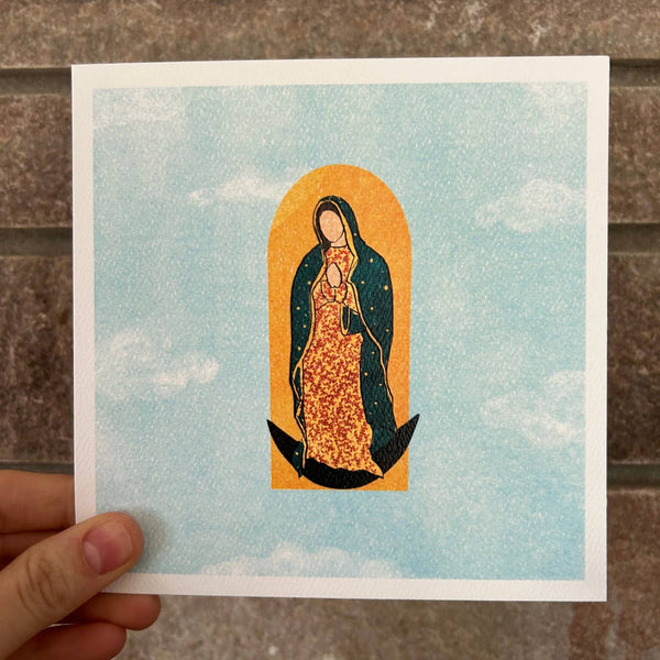 Our Lady of Guadalupe Art Print, 6x6 in. Wall Art, Patron Saint of Music Catholic Illustration