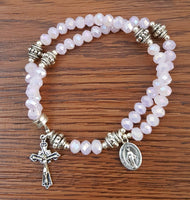 MG Rosary - Pink Rosewater Crystal Wrist Rosary