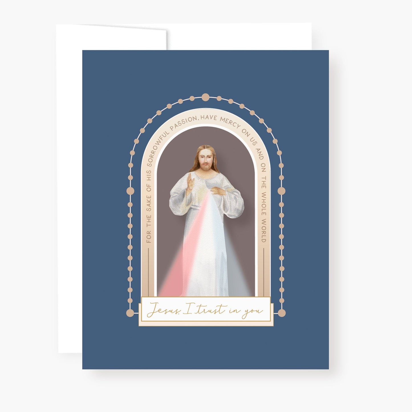 Divine Mercy Chaplet Card | Chaplet Arch Design | Navy Blue