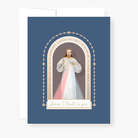 Divine Mercy Chaplet Card | Chaplet Arch Design | Navy Blue