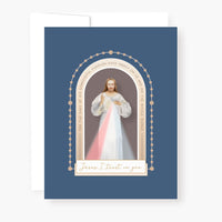 Divine Mercy Chaplet Card | Chaplet Arch Design | Navy Blue