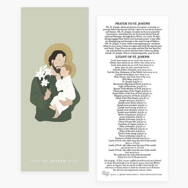 St. Joseph Litany Prayer Card Bookmark