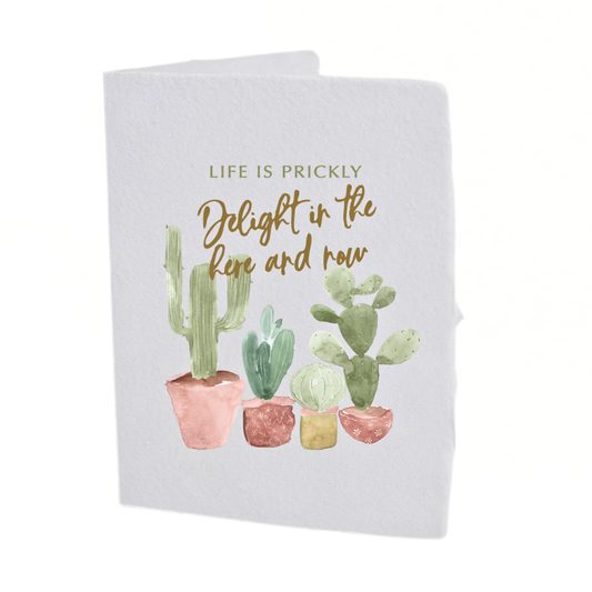 Paper Baristas - "Delight in the here & now" Cactus Letterpress Greeting Card