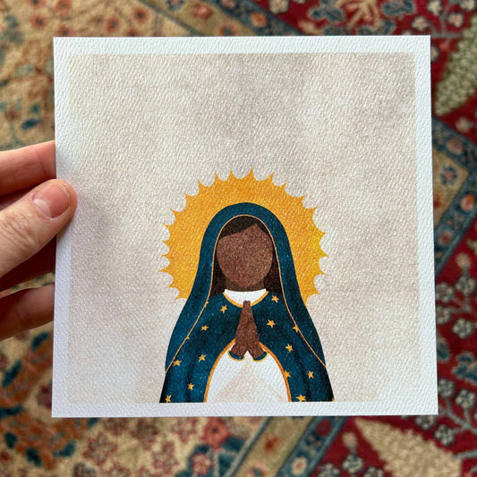 Mary Ever Virgin Art Print, 6x6 in. Wall Art, Catholic Illustration