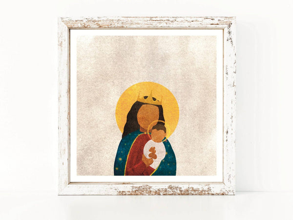 Our Lady of Good Counsel Illustration, 6x6 inch Catholic Saint Wall Art