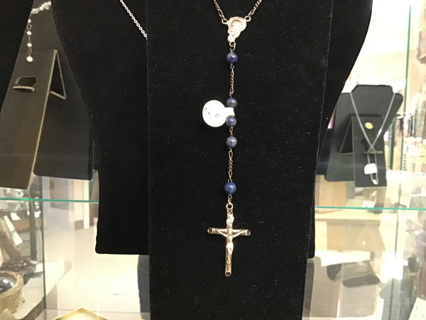 Sterling Silver and lapis Rosary style necklace