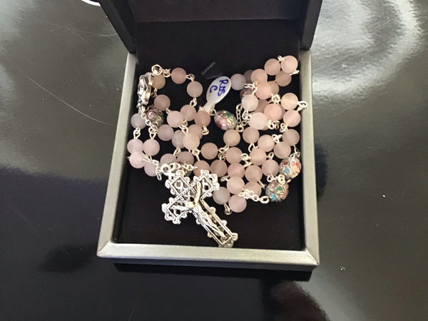 Rose Quarts & Cloisonné bead Rosary